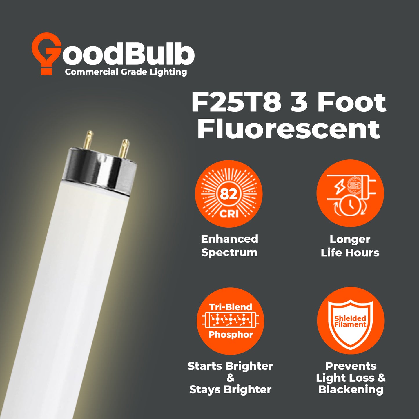 Energy-efficient 25W F25T8/830 fluorescent tube – warm white 3000K light for offices and retail