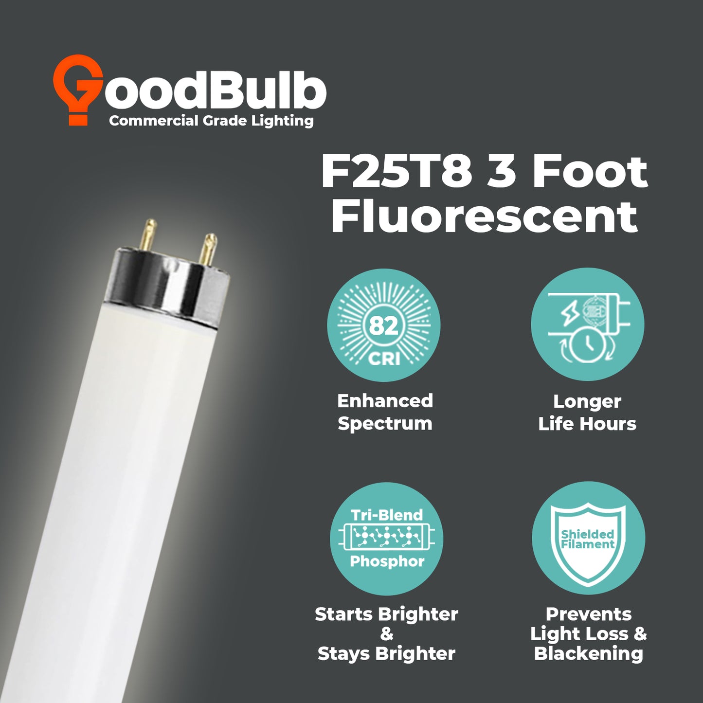 Energy-saving F25T8/841 T8 fluorescent tube – 25W 4100K cool white lighting for offices, classrooms, and retail