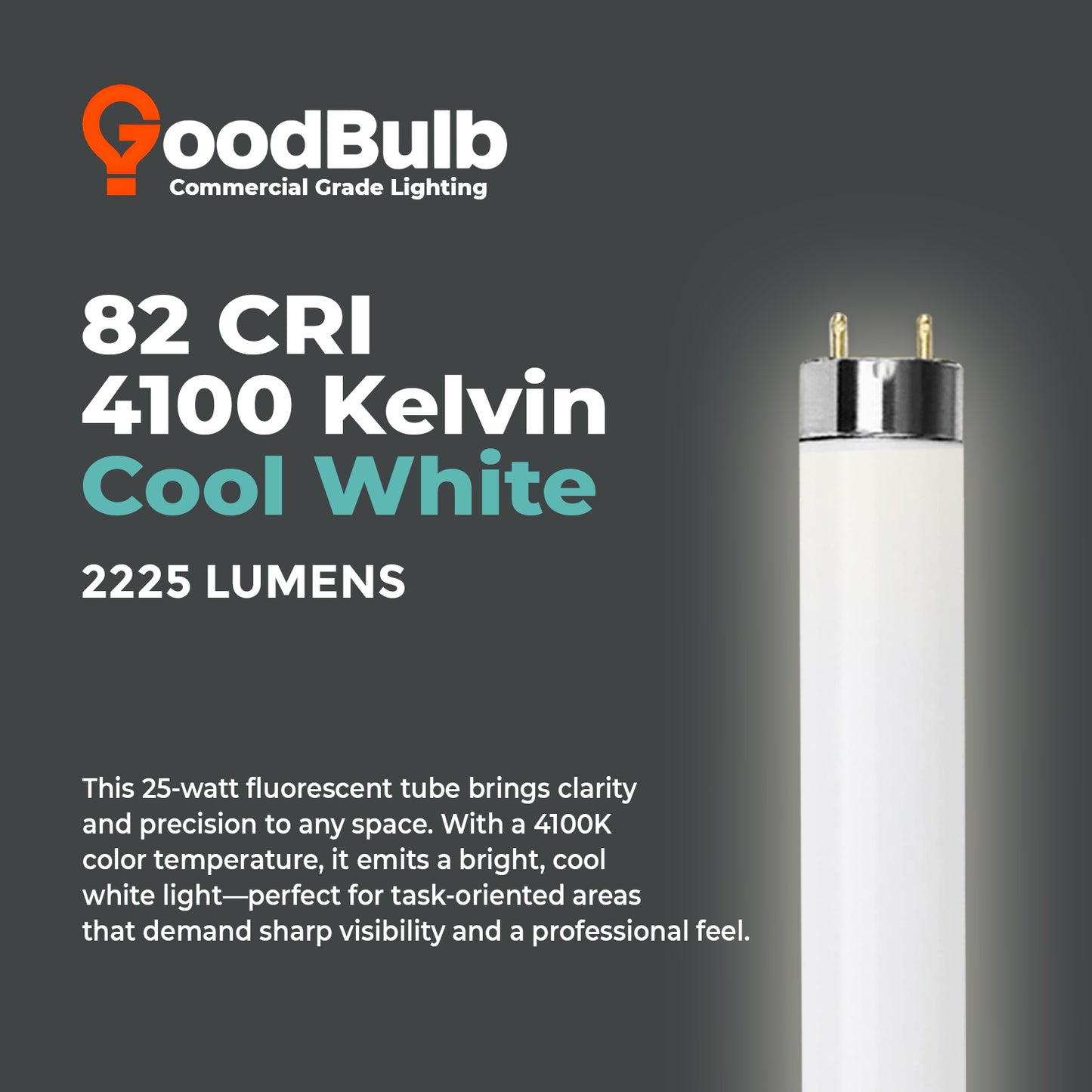 4100K cool white color temperature – F25T8/841 T8 fluorescent lighting tube