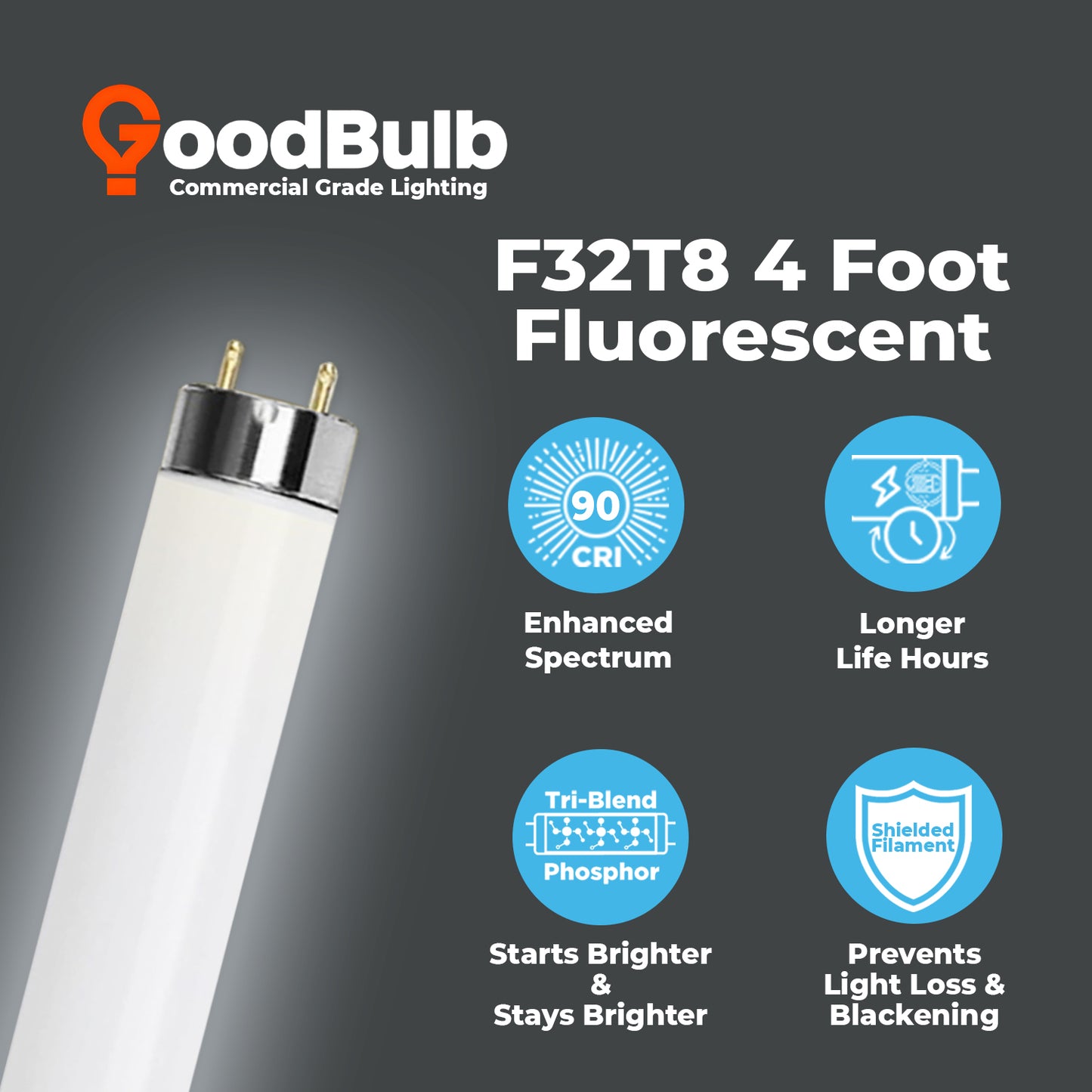 Bright 5700K daylight deluxe F32T8/957 T8 fluorescent lamp ā energy-efficient with long life and eco-friendly design