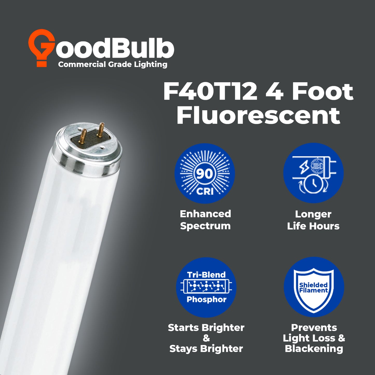 Energy-efficient F40T12/950 T12 fluorescent tube with bright 5000K daylight color, long life and eco-friendly design