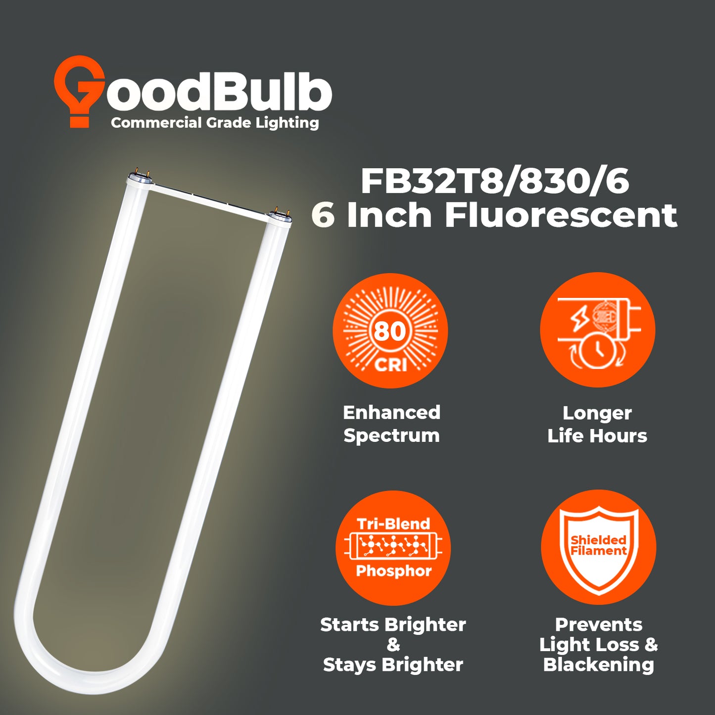 Key benefits of the FB32T8/830/6 U-Bend fluorescent tube – energy saving, long life, and consistent warm white light