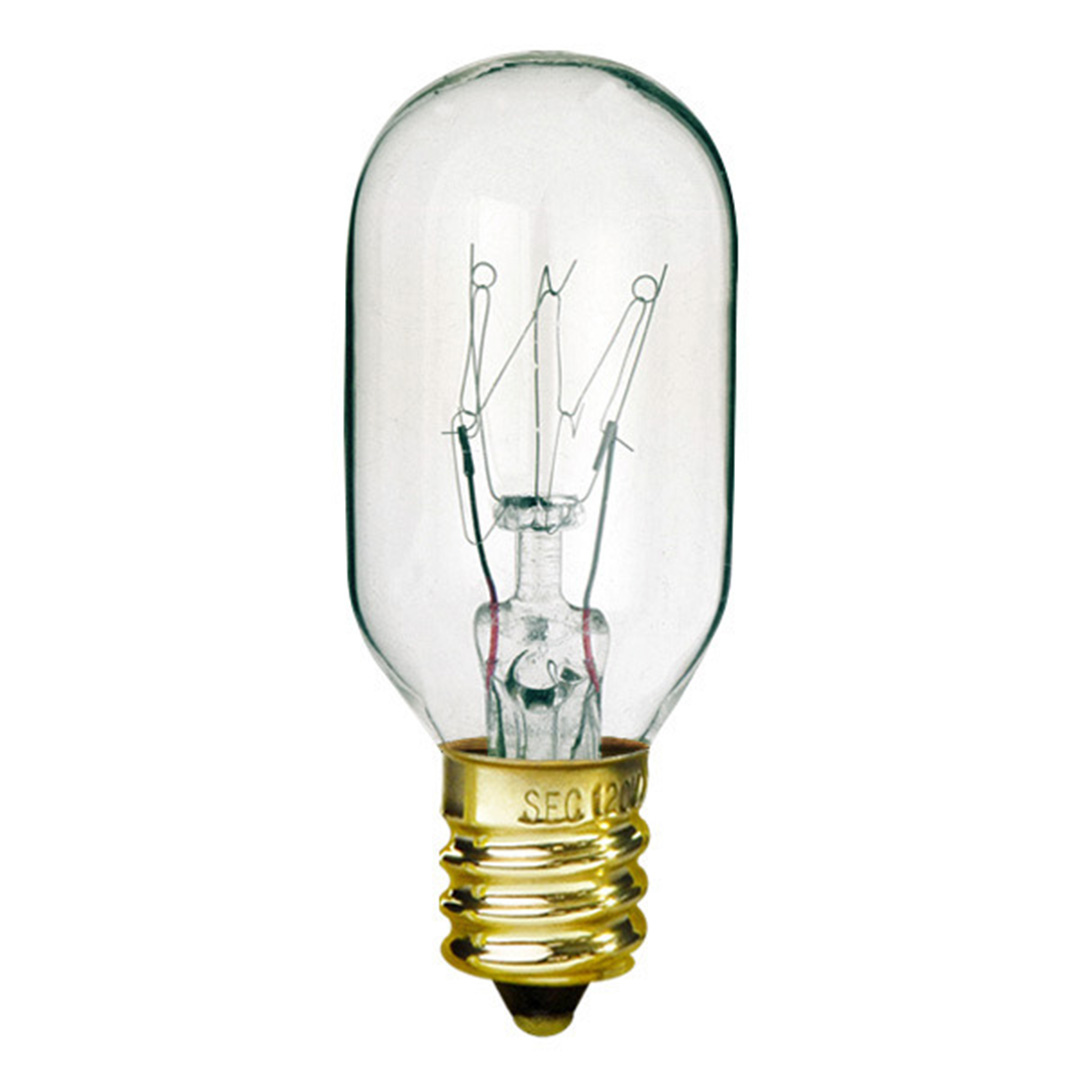 Himalayan Salt Lamp Light Bulb - 25 Watts - T20 Short - 150 Lumens - 5000 Life Hours - 120 Volts - E12 Brass Candelabra Base - Clear Finish