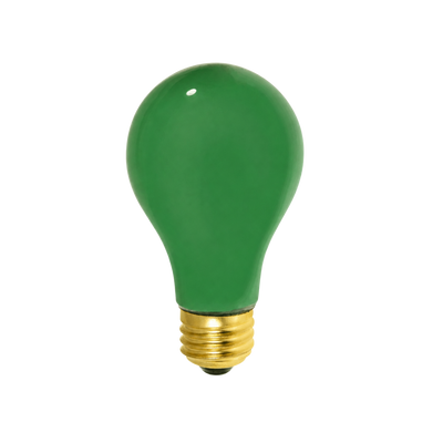Green Incandescent Light Bulb, 60W, Green Glass, Dimmable, E26