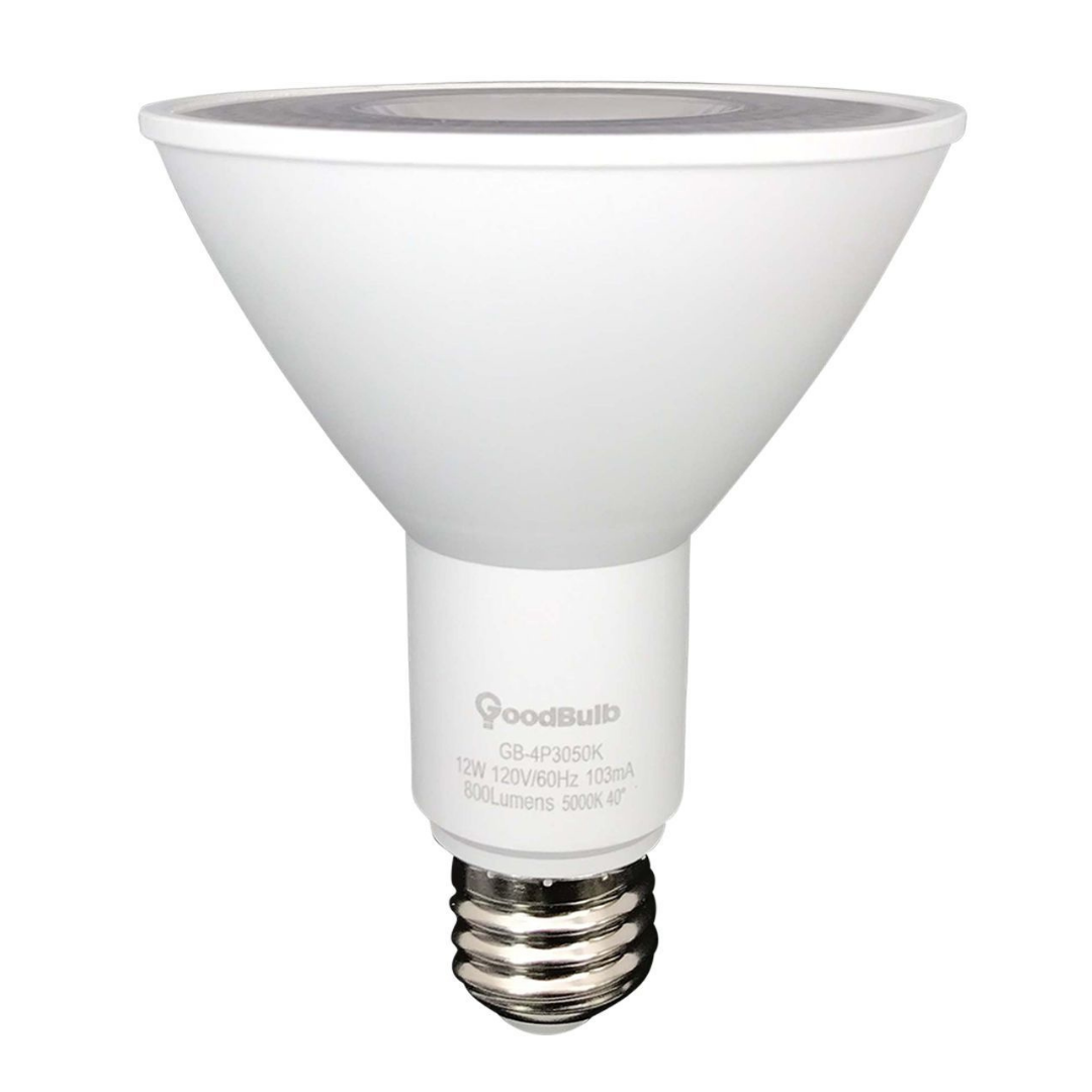 12 watt dimmable LED PAR30 illuminating a platinum pure white at 800 lumens.