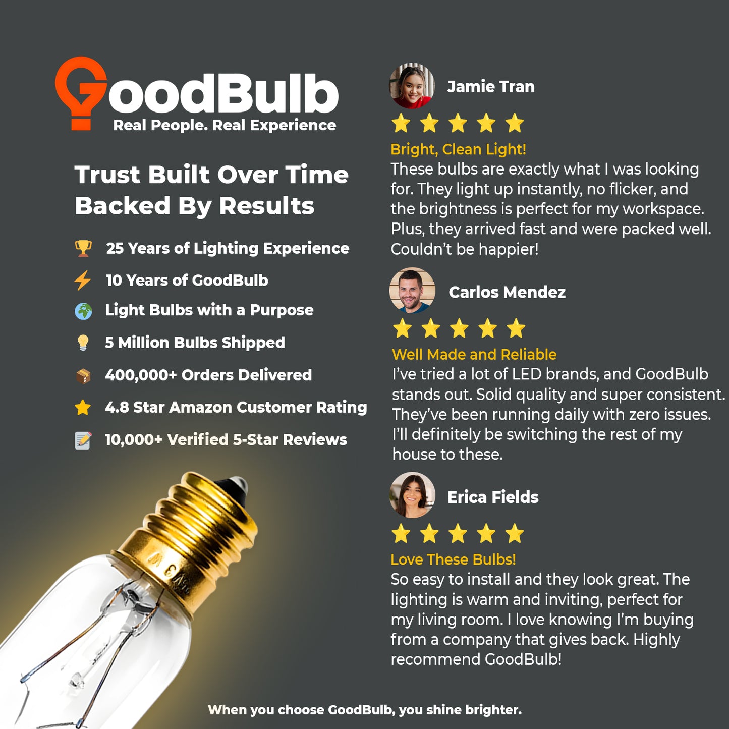 Positive feedback on GB40WT8E17CL3 40W T8 tubular incandescent bulb performance