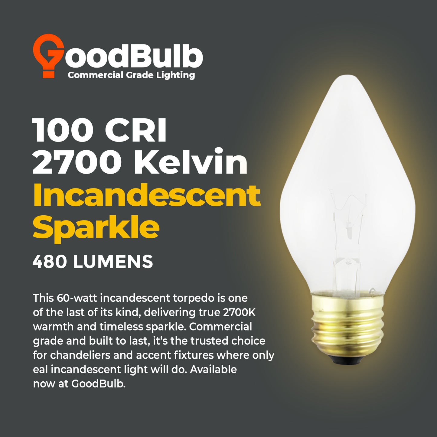2700K warm white light – GB60WE26BTSG12 frosted chandelier bulb for cozy ambient lighting