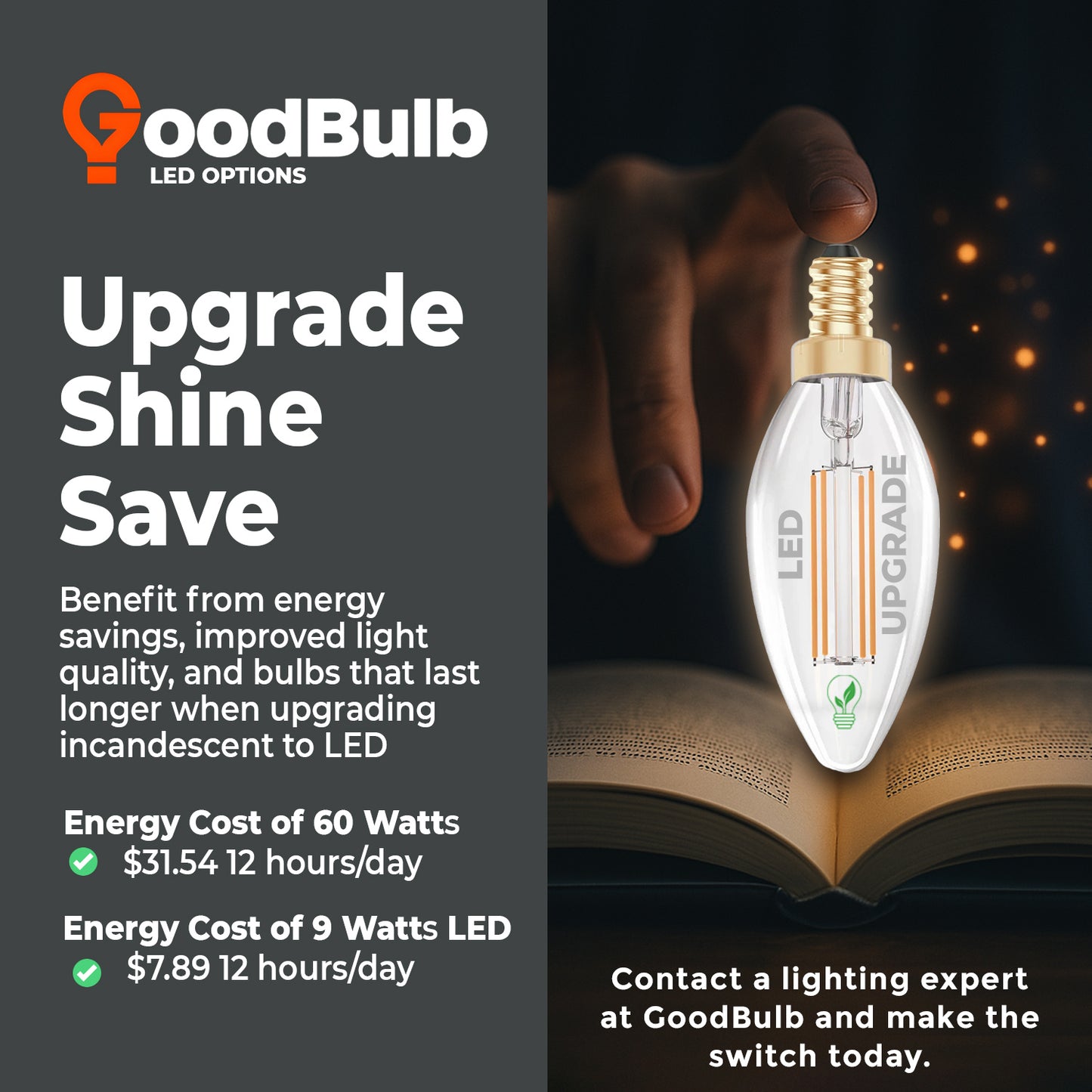 Comparison of GB60WE12BTSG12 incandescent vs LED ā Affordable decorative lighting option