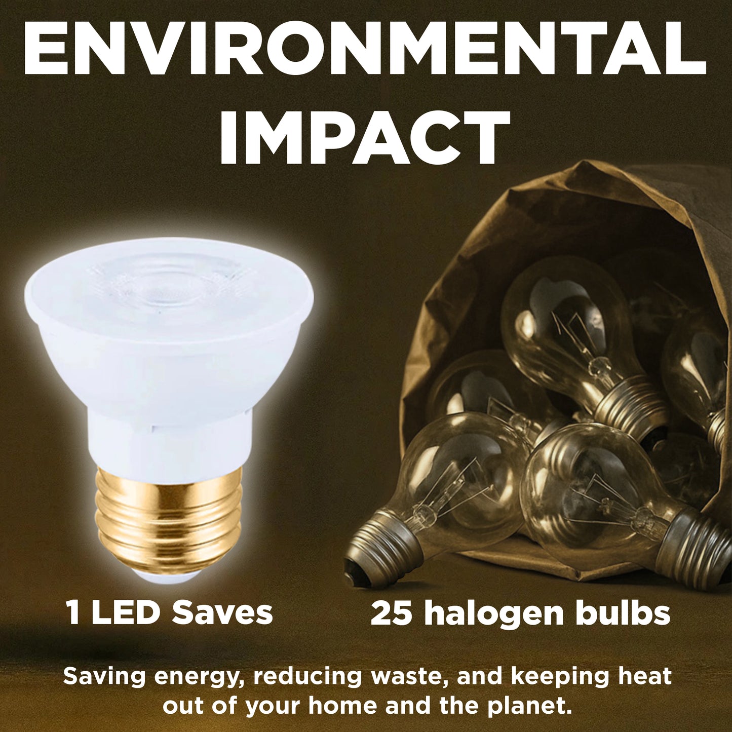 50w HALOGEN UPGRADE - 7 WATT DIMMABLE LED PAR16 SHORT NECK - 90+ CRI - PURE WHITE - 450 LUMENS - 5000 KELVIN - ROUGH SERVICE - 25,000 HOURS & 5 YEAR WARRANTY