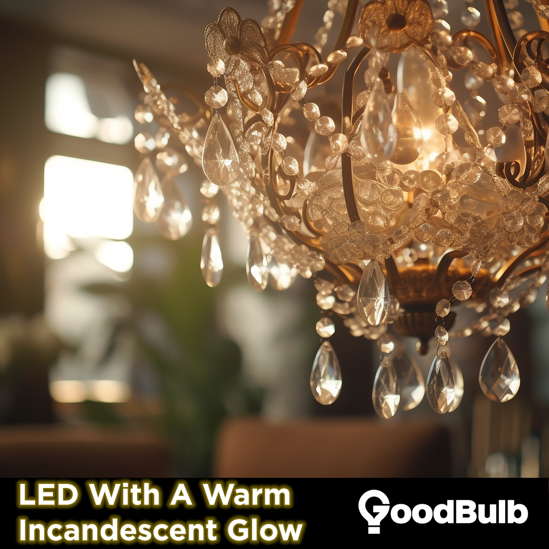 LED lighting with a warm amber like glow. Illuminate like a traditional incandescent.