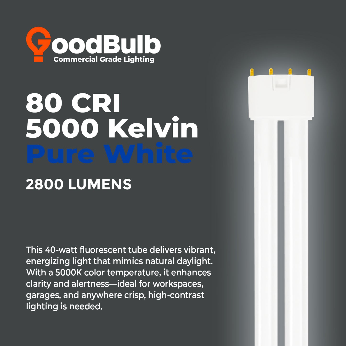 5000K daylight color temperature of PLL40/850 CFL – Crisp White Lighting for Offices, Retail Stores, and Workspaces
