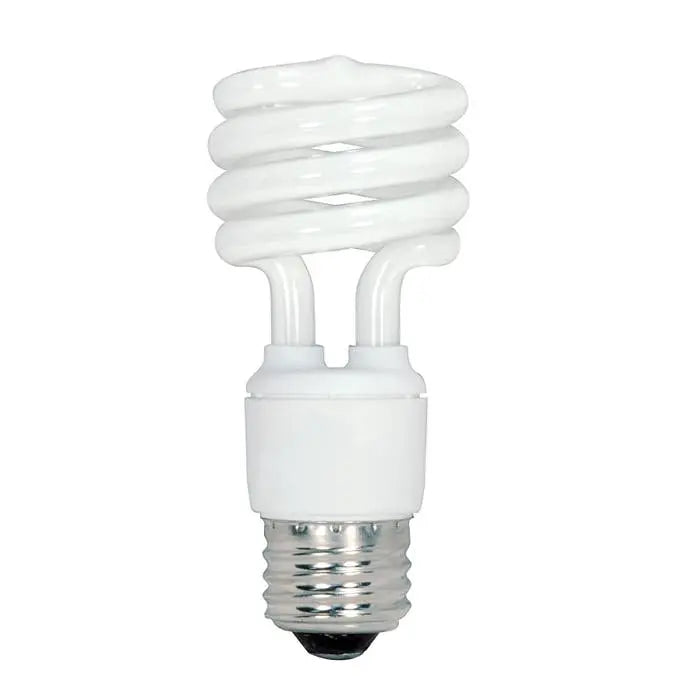 T2 Mini Spiral 13W CFL Bulb – 2700K Warm White – 900 Lumens – E26 Base – 12,000-Hour Non-Dimmable Lamp