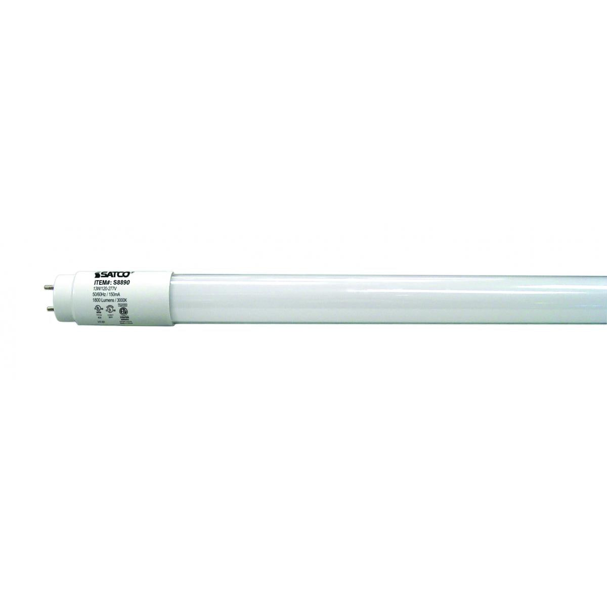 13 Watt T8 LED; Medium bi-pin base; 3000K; 50000 Hours; 1800 Lumens; Type A/B; Ballast Dependant or Ballast Bypass; Single or Double Ended Wiring