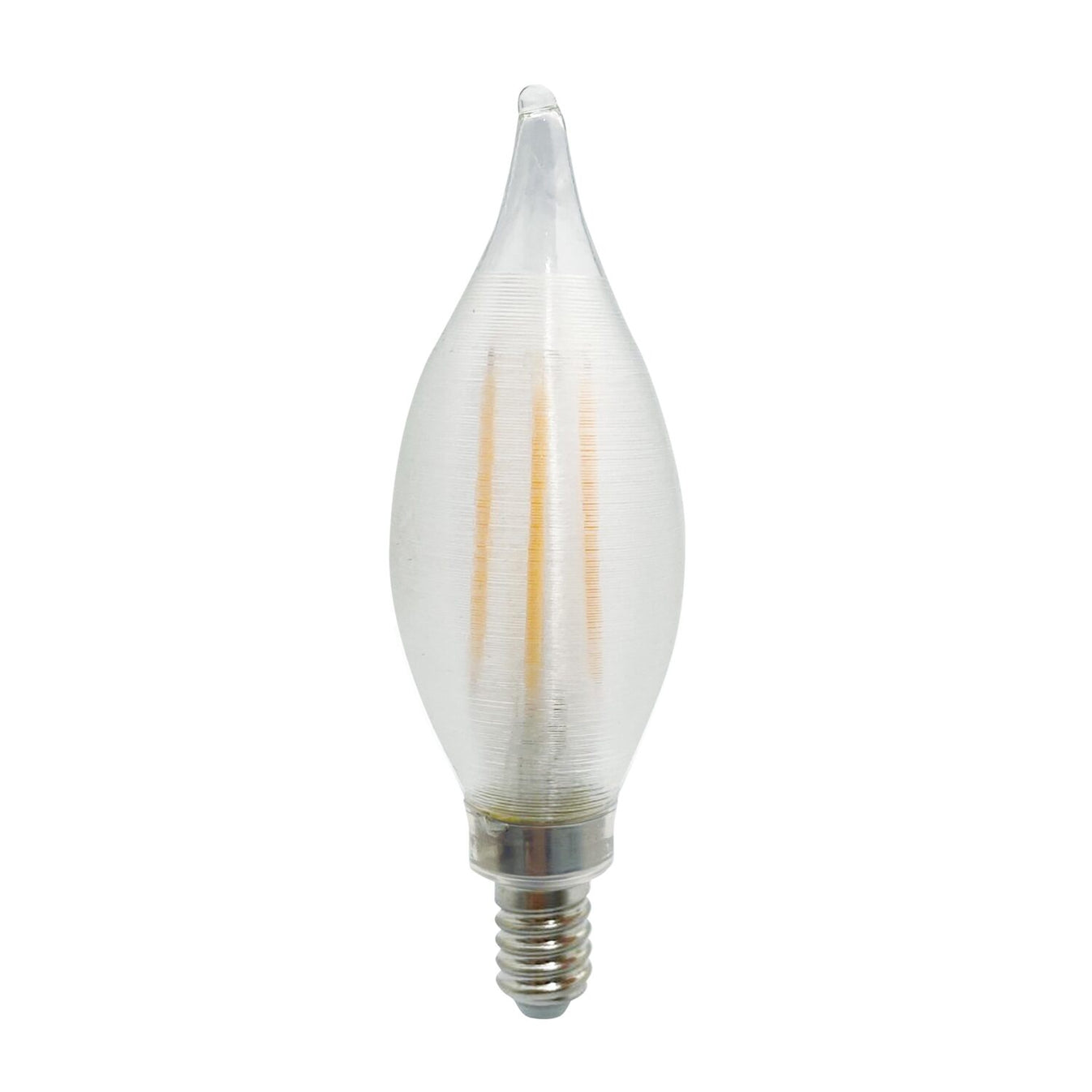 4W LED C11 Filament Bulb – 2700K Warm White, Satin Finish, E12 Base, Dimmable, 120V