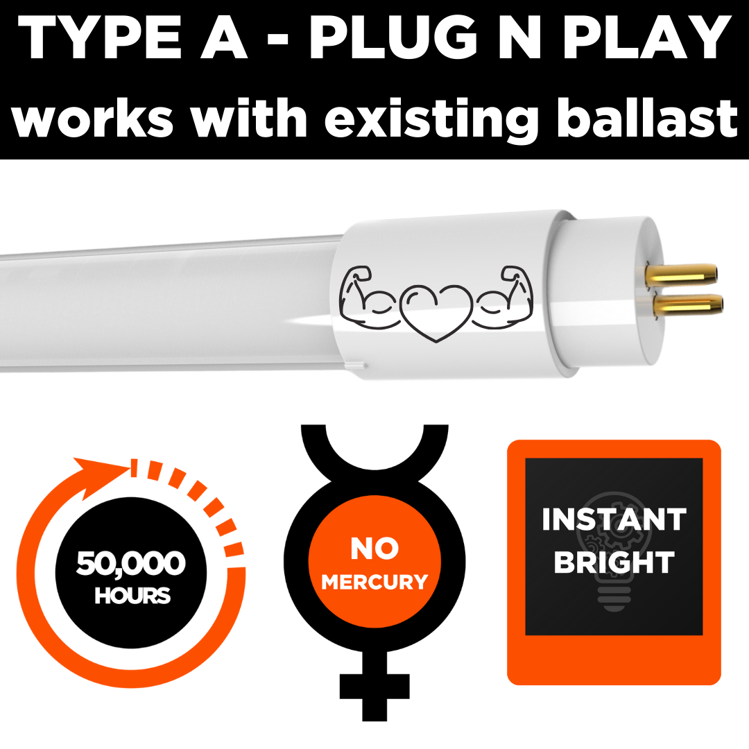 Vibrant cool white 1800 lumens plug and play LED tube. Type A plug and play works with existing ballast.