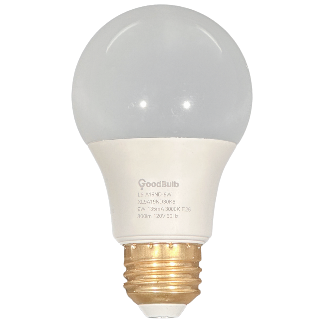 LED 9 Watt A19 E26 Non-dimming 3000K Warm White 800 lumen 25000 hour 6 pack