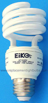 18W Spiral CFL Light Bulb – E26 Medium Base, 120V, 6500K Bright White Full Spectrum, 1100 Lumens, 10,000 Hour Life