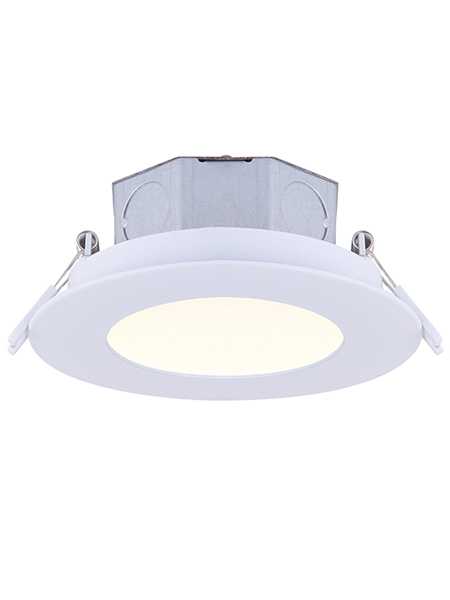 9W LED Recessed Downlight – 3000K Warm White, 500 Lumens, Dimmable, White Trim, 120V, 90 CRI, Energy Star, 50,000-Hour Life, 4-3/8" Integrated Fixture