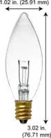 40W Torpedo Clear Chandelier Lamp – E12 Base, 130V, 1500 Hours, Decorative Flame Tip
