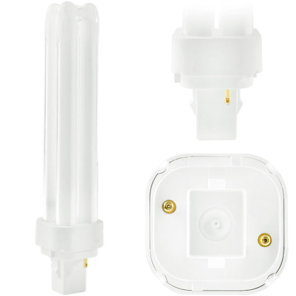 26 Watt CFL Light Bulbs | 2 Pin G24D-3 Base 5000K Daylight | 26W High Output 1800 Lumens | Double Tube Compact Fluorescent Light Bulbs Plug-in