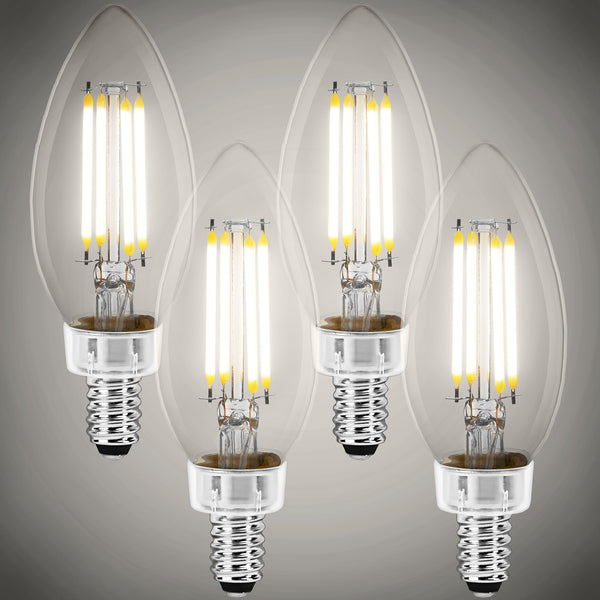 60 Watt Equal - Daylight White - Clear - Candelabra Base - 90 CRI - 120 Volt - 4 Pack