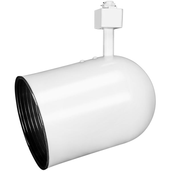 Track Light Fixture - Round Back Cylinder - White - Black Baffle