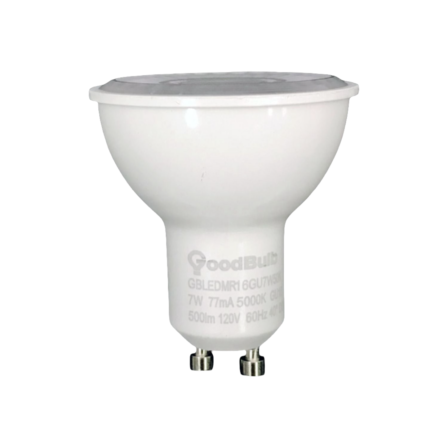 50w HALOGEN EQUIVALENT - 7 WATT DIMMABLE LED REFLECTOR - 82 CRI - PLATINUM PURE WHITE - 500 LUMENS - 5000 KELVIN - ROUGH SERVICE - 25,000 HOURS & 5 YEAR