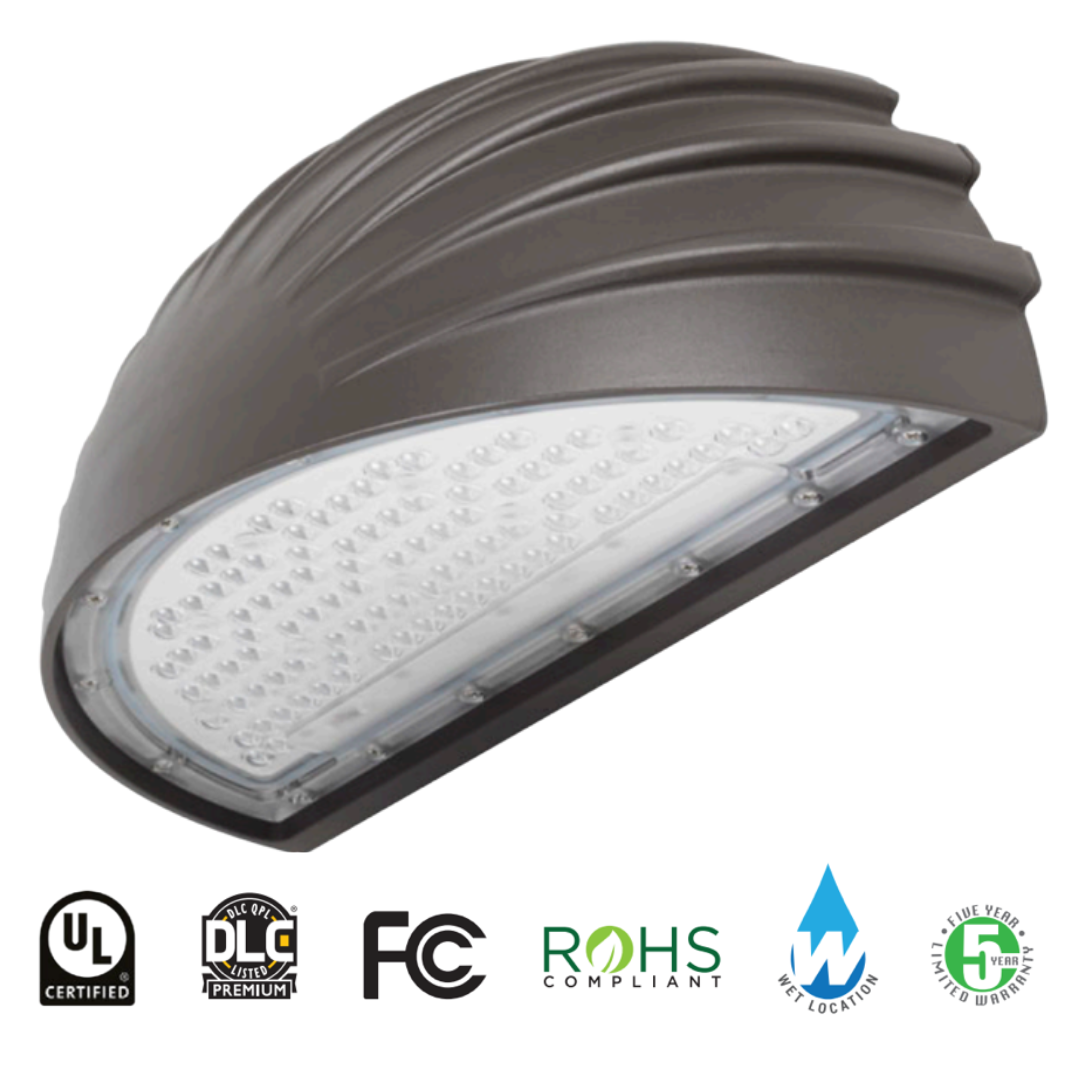 45 watt half moon LED wall pack with a cool white light.