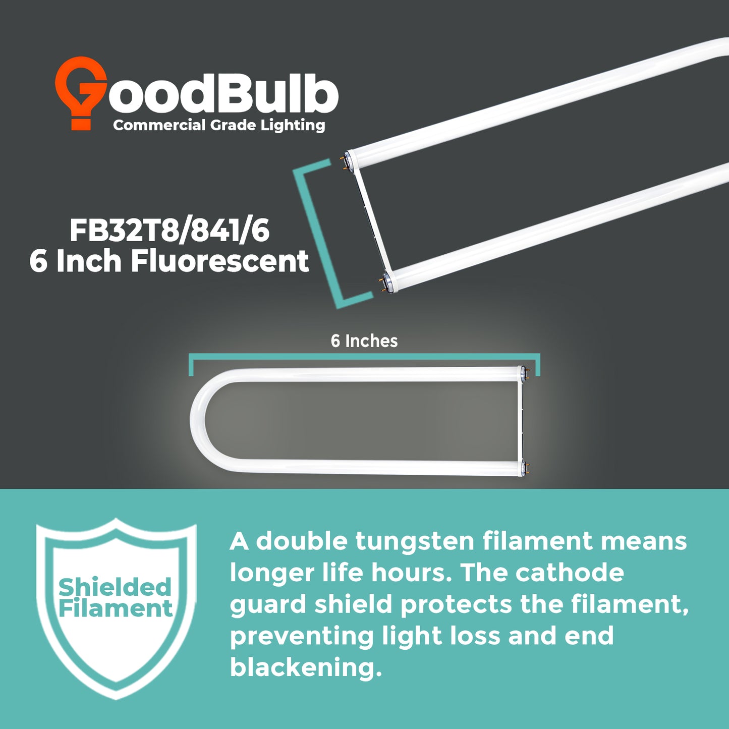 FB32T8/841/6 - 32 Watt 6 Inch T8 Fluorescent U-Bend Light Bulb - 4100K Cool White - 3050 Lumens