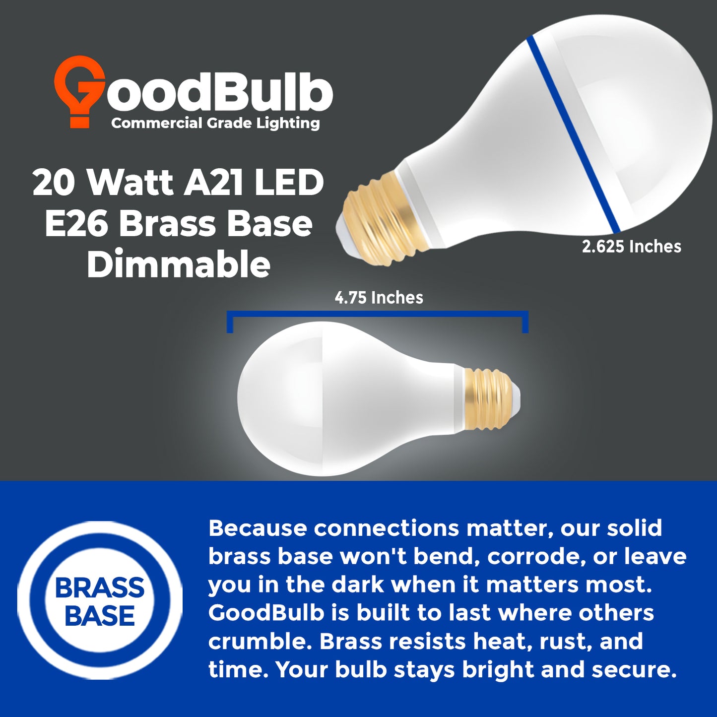 150 WATT UPGRADE - 20 WATT DIMMABLE A Shape - ROUGH SERVICE LEDS - PLATINUM PURE WHITE LIGHT - 2600 LUMENS - 5000 KELVIN - 25,000 HOURS & 5 YEAR WARRANTY