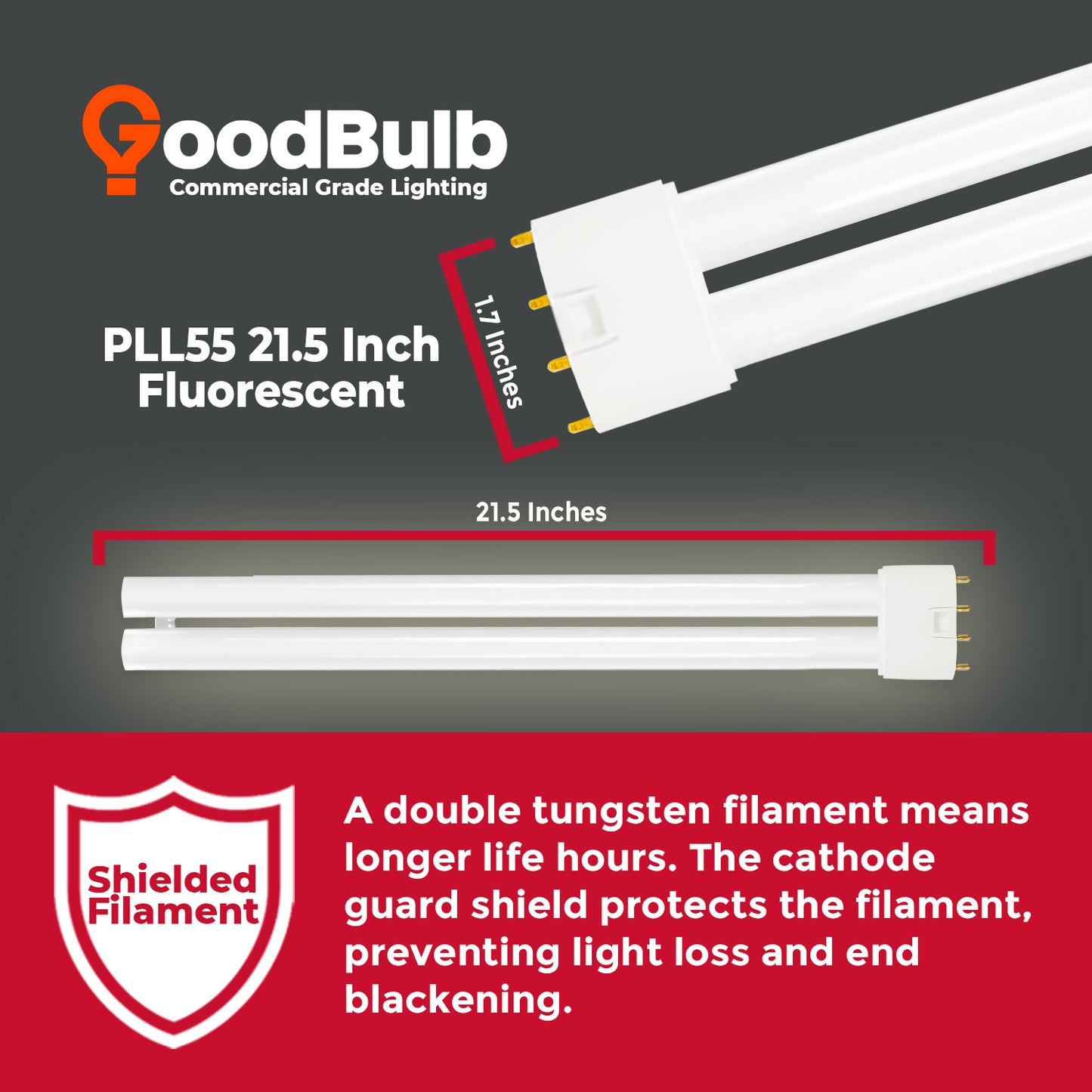 PLL55/835 - 55 Watt - 21.2 Inch Twin Tube CFL - 4-pin 2G11 Base - 3500K Neutral White 3,900 Lumen - 36,000 Life Hours