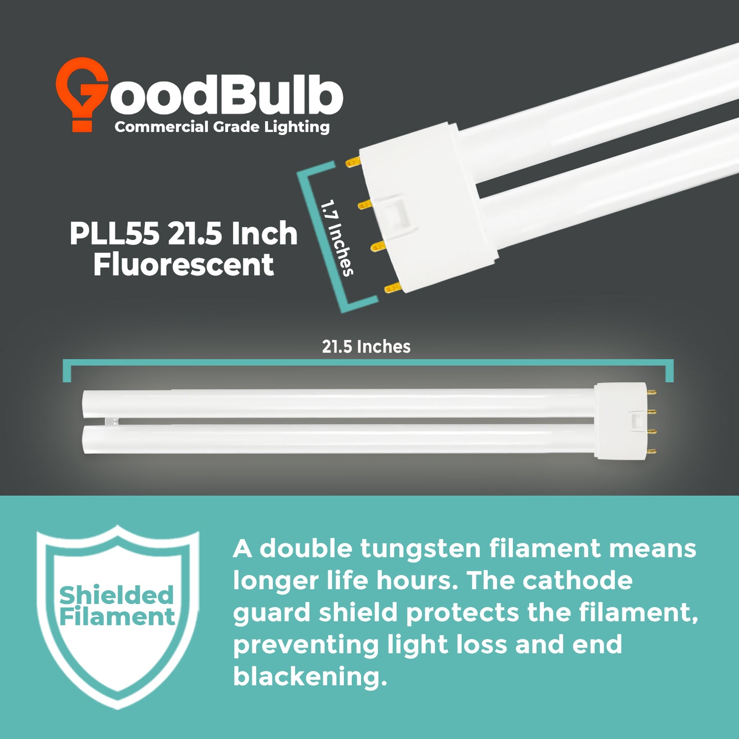 PLL55/841 - 55 Watt - 21.2 Inch Twin Tube CFL - 4-pin 2G11 Base - 4100K Cool White 3,900 Lumen - 36,000 Life Hours
