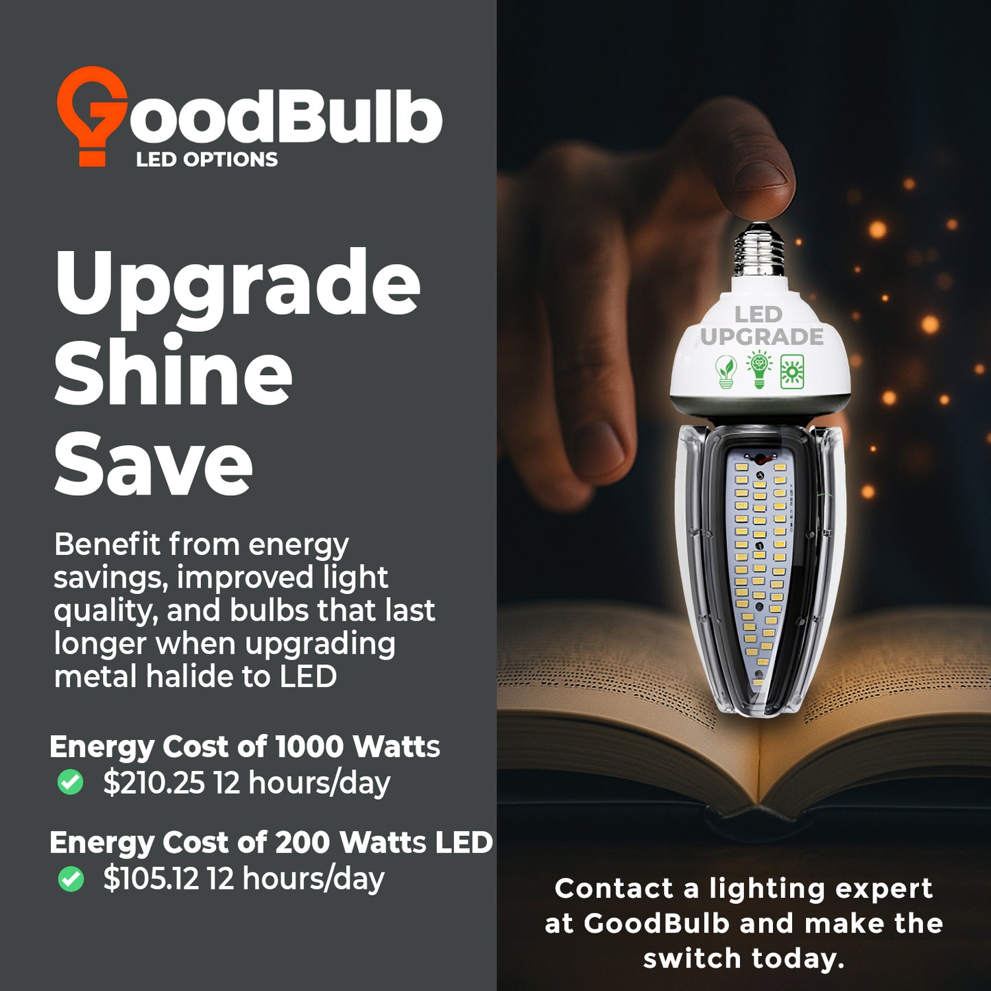 1000 Watt Metal Halide HID Light Bulb - E39 Mogul Base - Clear - 4000K Cool White - 110,000 Lumens - 12,000 Hours
