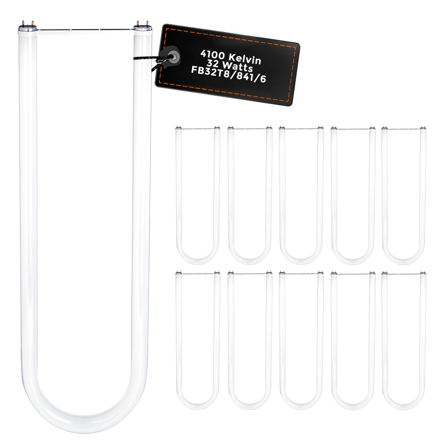 FB32T8/841/6 - 32 Watt 6 Inch T8 Fluorescent U-Bend Light Bulb - 4100K Cool White - 3050 Lumens