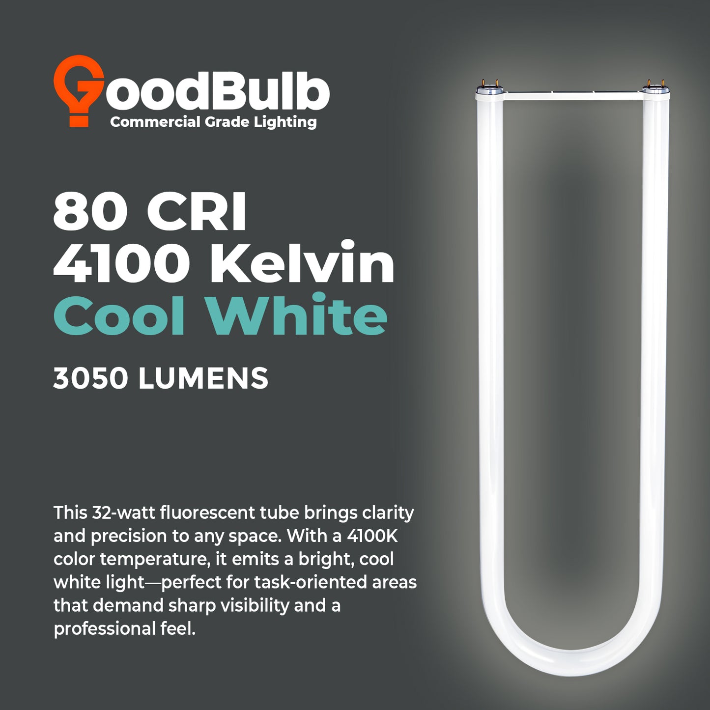 FB32T8/841/6 - 32 Watt 6 Inch T8 Fluorescent U-Bend Light Bulb - 4100K Cool White - 3050 Lumens