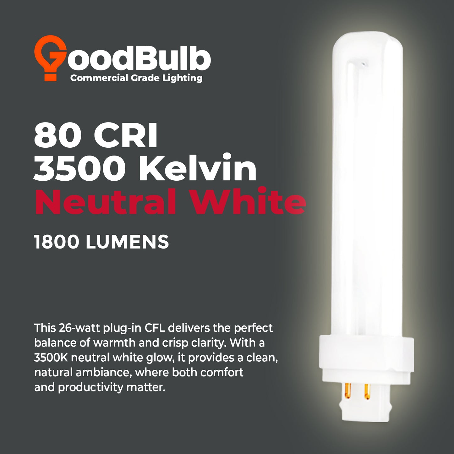 3500K neutral white compact fluorescent bulb – CF26W/835/4P/ECO CFL color temperature lighting