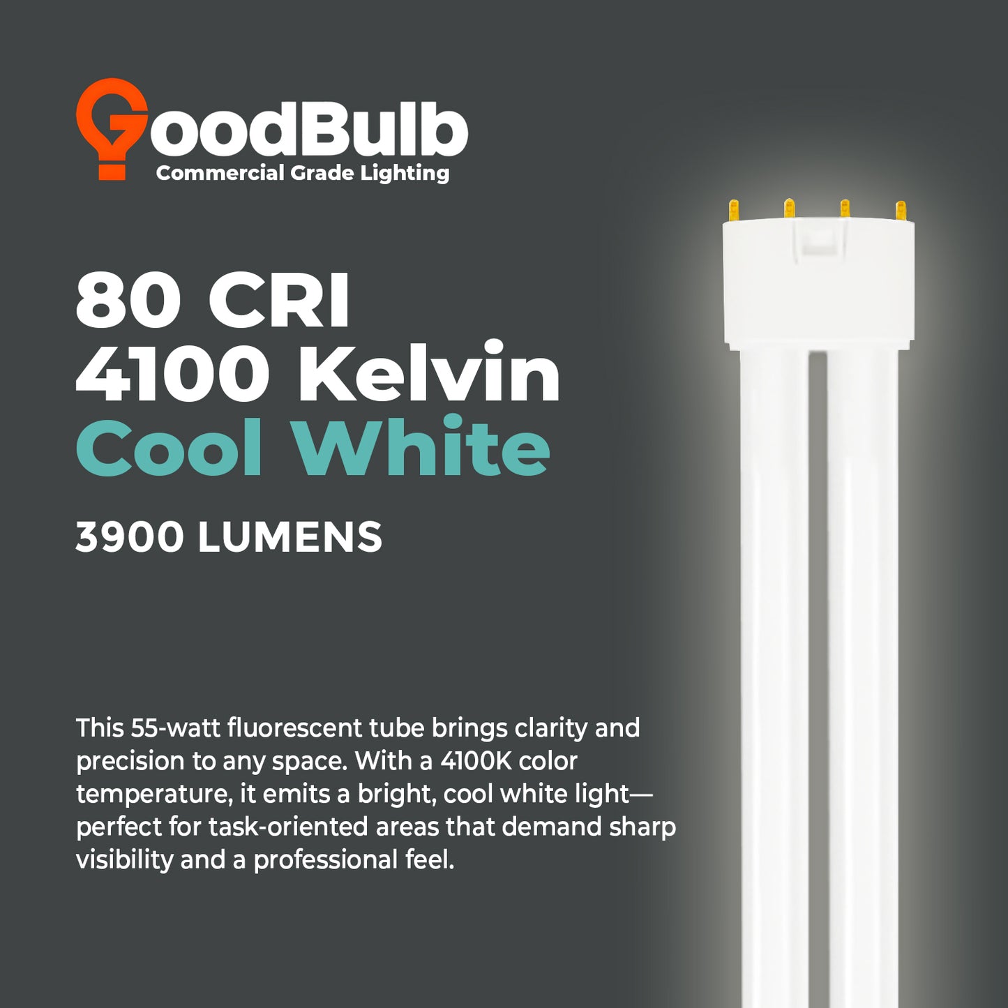PLL55/841 - 55 Watt - 21.2 Inch Twin Tube CFL - 4-pin 2G11 Base - 4100K Cool White 3,900 Lumen - 36,000 Life Hours
