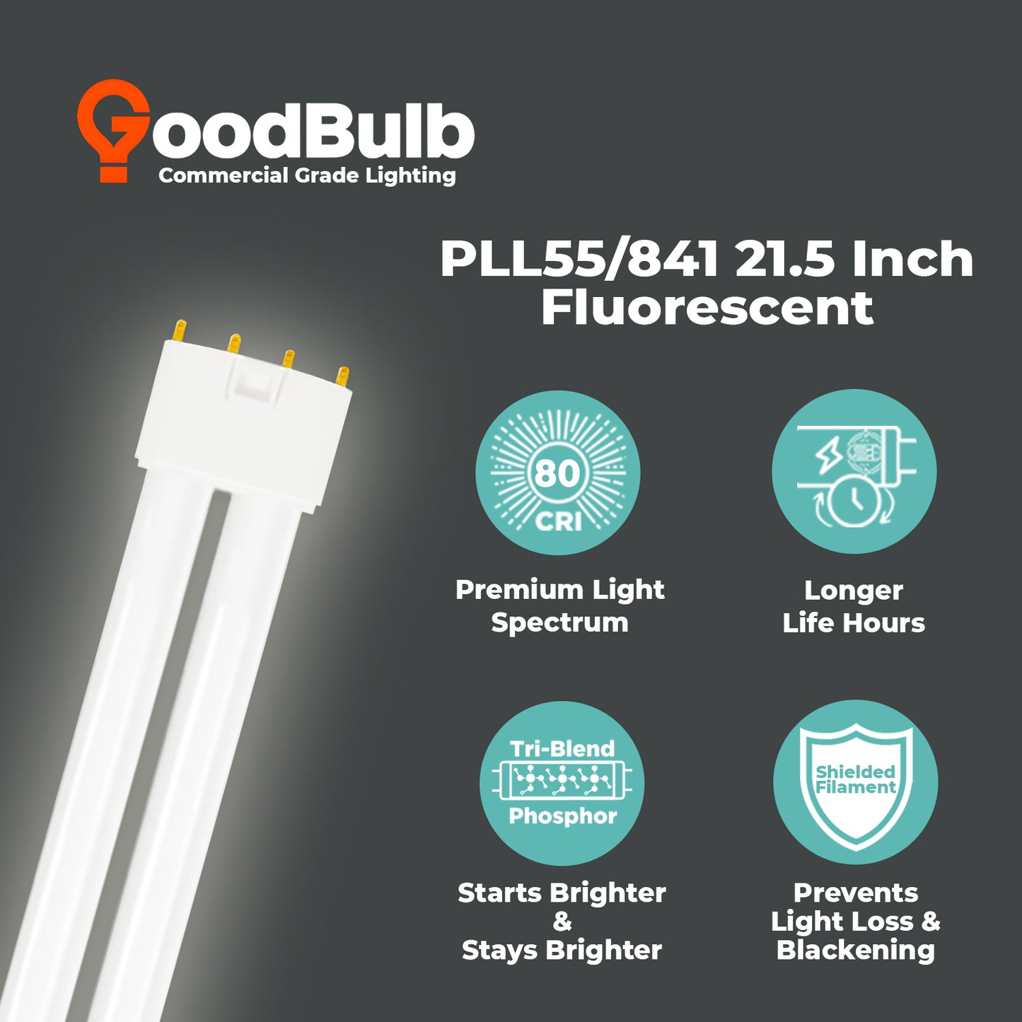 PLL55/841 - 55 Watt - 21.2 Inch Twin Tube CFL - 4-pin 2G11 Base - 4100K Cool White 3,900 Lumen - 36,000 Life Hours