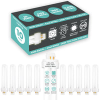 26 Watt CFL Light Bulbs - 4 Pin GX24Q-3 Base - 4100K Cool White -26W 1800 Lumens - Triple Tube Compact Fluorescent Light Bulbs Plug-in