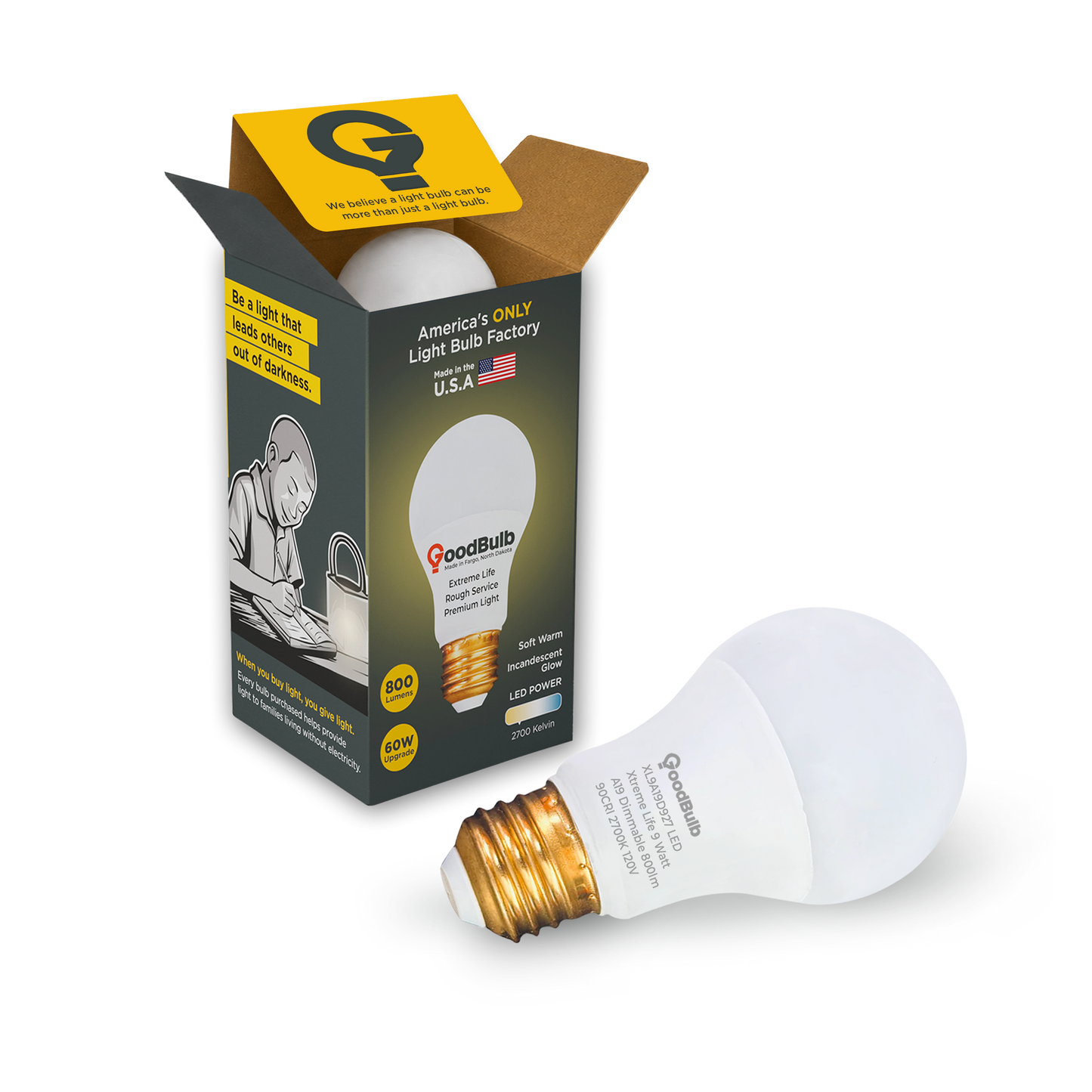 LED A19 2700K Light Bulb - Dimmable, 60 Watt Replacement, Long Life<br>Soft Warm Light, Compact Design, Soft Diffuser - Value Priced, Ships Now