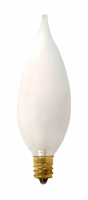 40W 130V CFF Frosted Decorative Incandescent Bulb – E12 Candelabra Base, Outside Frost Finish, 1,500 Hour Life