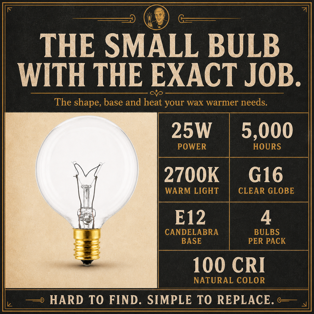 The Wax Warmer incandescent light bulb, 25W G16.5 E12, 100 CRI, dimmable