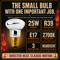 Lava Lamp Bulb incandescent light bulb, 25W R39 E17, 100 CRI, dimmable