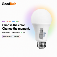 5-Color Select 60W Equal colored LED light bulb, A19, E26, 60W equivalent, blue cause bulb