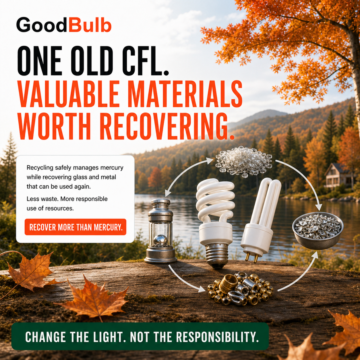 Compact Fluorescent Kit Consumer prepaid mail-back recycling kit, cfl · small hid · incandescent, certificate of recycling