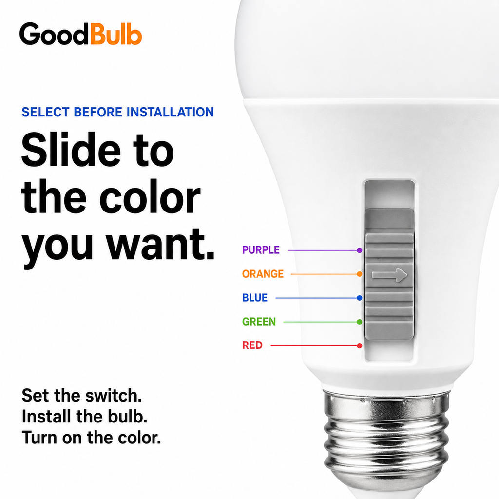 5-Color Select 60W Equal colored LED light bulb, A19, E26, 60W equivalent, blue cause bulb