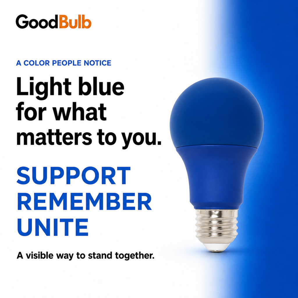 Blue 60W Equal colored LED light bulb, A19, E26, 60W equivalent, law enforcement cause bulb