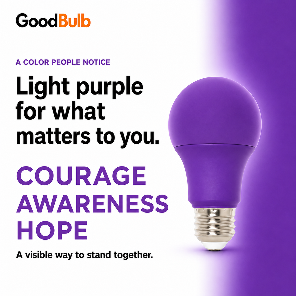 Purple 60W Equal colored LED light bulb, A19, E26, 60W equivalent, epilepsy cause bulb