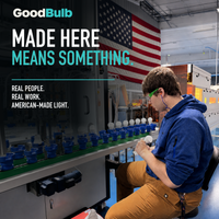GoodBulb Cool White 4000K A19 LED bulb, made in USA, Fargo North Dakota