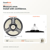 X-Wing 3-Panel Adjustable high output LED bulb, 5000K daylight, E26 / EX39 Mogul, 120-277V, HID/halogen replacement